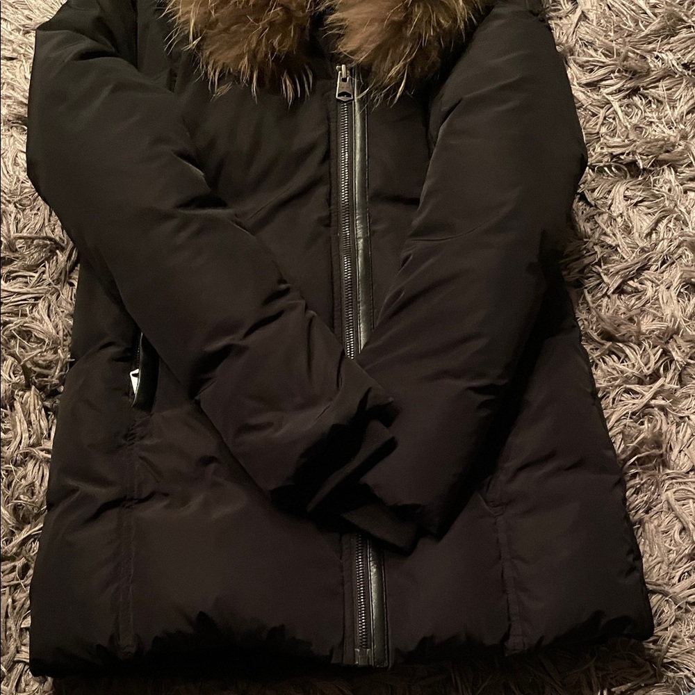 Mackage Black Puffer Jacket with Fur Trim - Picture 2 of 5